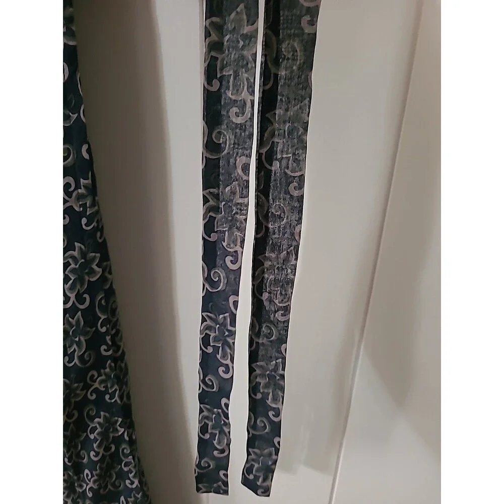 Sundance Silk Boho Wrap Skirt Womens Size 10 Blue Tan Floral Tie Waist Lagenlook
